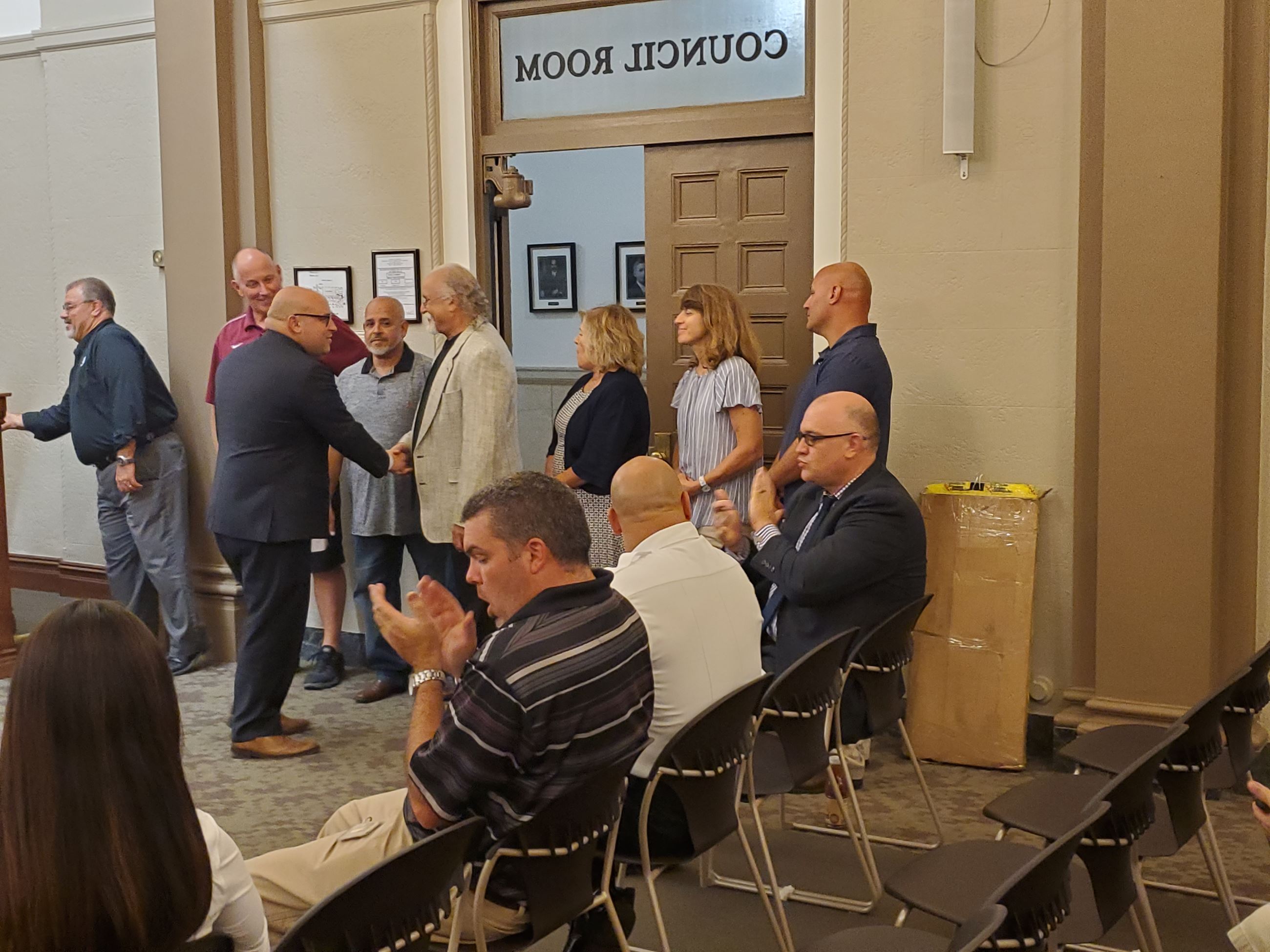 Mayor Venezia with newly sworn in committee members